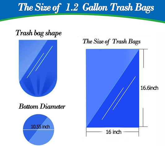 1.2 gallon trash can liners, Small clear Garbage Bags 300, Extra Strong 1.2 Gal