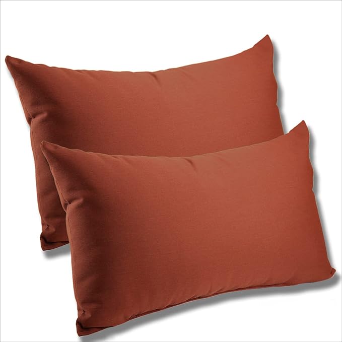 Comfort Classics Set of 2-22x12x4 Sunbrella Indoor/Outdoor Fabrics Lumbar Pillows in Henna Inc.