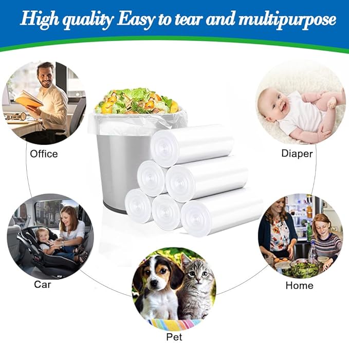 1 Gallon 140 pcs Small Clear Trash Bags, Strong 0.8 Gallon 1 Gallon 1.2 Gallon
