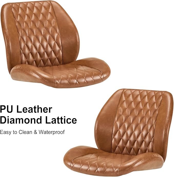 YFO Home Office Desk Chair Office Rubber Casters Ergonomic Computer Chair with Lumbar Support Adjustable Height Rolling Swivel Executive Task Armrests Chair, Brown Leather