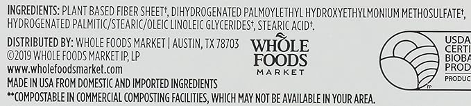 365 by Whole Foods Market, Dryer Sheets Fabric Softener Unscented, 80 Count (Pack of 2)
