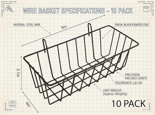10 PCS Wire Baskets Wall Grid Panel Hanging Wire Basket Hanging Wall Baskets No