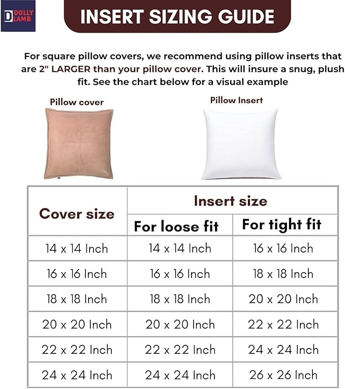D DOLLY LAMB Lambskin Leather Pillow Cover - Sofa Cushion Case - Decorative Throw Covers for Living Room & Bedroom, 22x22 Inches - Camel Antique Plain