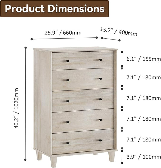 10 Drawer Dresser for Bedroom, 2 in 1 Tall Modern Chest of Drawers, Beveled Profile Design, Wood Drawer Organizer for Bedroom, Living Room, Hallway and Entryway,Oak