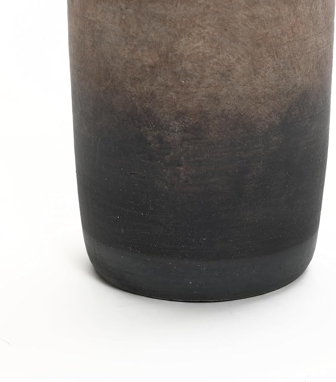LuxenHome Rustic Ceramic Flower Vase,15'' Tall Brown Ombre Pottery Terracotta Narrow Floor Vases Home Decor,Farmhouse Vintage Vases for Living Room Decor,Modern Decorative Vase Home Décor Accents
