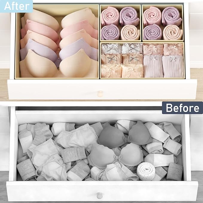 DIMJ Drawer Organizer Clothes, 28 Pack Dresser Organizer, Foldable Closet