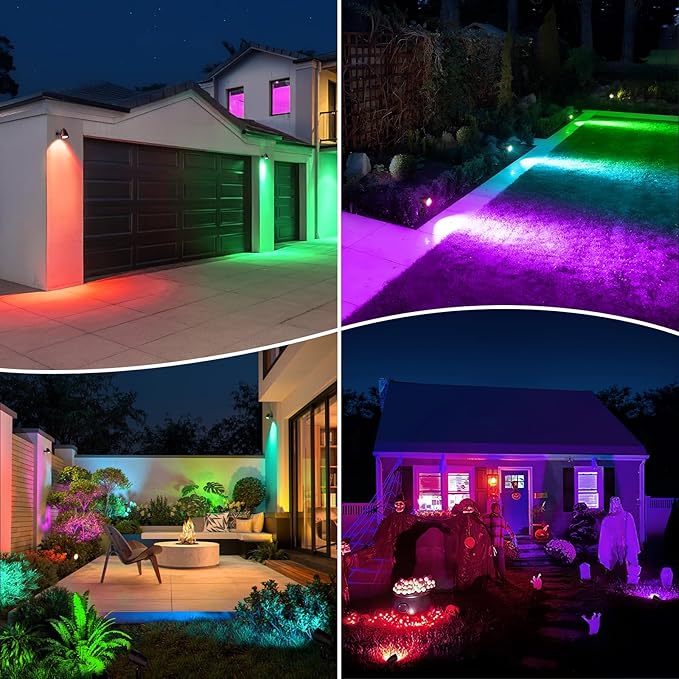 ZZXX 15W RGBW Low Voltage Landscape Lights LED Color Changing Spotlight Remote Control, Landscape Lightings Outdoor IP66 Waterproof AC/DC 12V-24V Photocell Sensor for Chrismas Garden Yard (12 Pack)