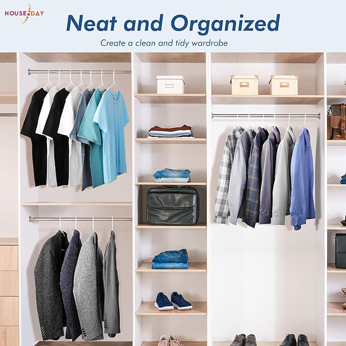HOUSE DAY White Plastic Hangers 60 Pack, Clothes Hangers with Non Slip Hooks, Durable & Space Saving Coat Hanger, Light-Weight Clothing Hanger, Perfect Closet Organizer for Everyday Use