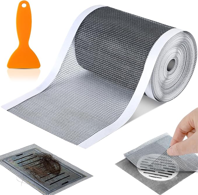 1 Pack 4 Inch x 33 ft Linear Shower Drain Hair Catcher Screen Disposable