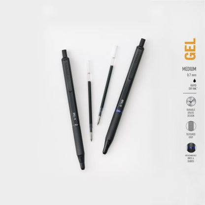 Zebra Pen G-750 Black Brass Retractable Gel Pen, Blue Ink, 0.7mm, 2-Pack