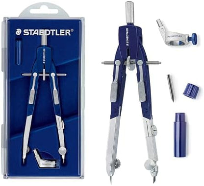 STAEDTLER Mars Comfort Metal 6" Compass Set with Case, Adaptor & Lead