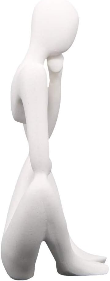 Asng Resin Thinker Style Abstract Sculpture Statue Collectible Figurines Home Office Bookshelf Desktop Decor (White,Right, Large)