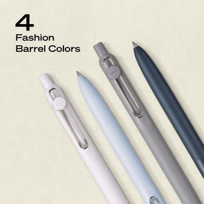 uniball™ Zento Gel Pens, Black Ink, 0.7mm Medium Point, Retractable, 4 Count, Smooth Writing, Quick-Drying, No Smear, No Bleed, Zen Barrel Colors