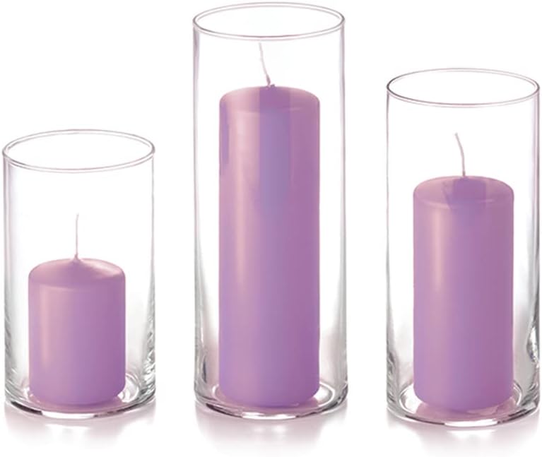 yummi Set of 12 Slim Pillars and Cylinder Vases - Violet