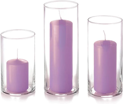 yummi Set of 12 Slim Pillars and Cylinder Vases - Violet