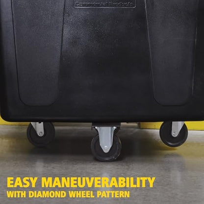 Rubbermaid Commercial Products Bulk Cube Truck with Wheels, Black, Transport up to 600 lb. of Waste/Laundry/Linen/Supply/Packaging Material for Hospital/Hotel/School