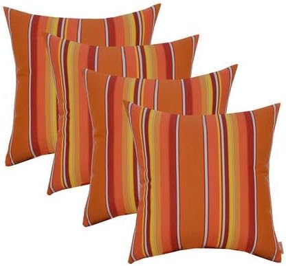 RSH DECOR: Sunbrella Square Throw Pillows Set of 4 | 20" x 20" | Water and Fade-Resistant Performance Fabric | Outdoor Pillow Covers with Down-Alternative Inserts | Dolce Mango