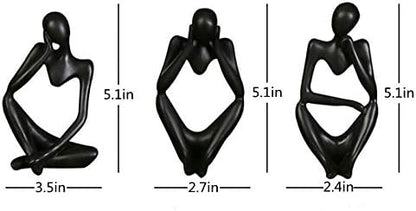 Asng Resin Thinker Style Abstract Sculpture Statue Collectible Figurines Home Office Bookshelf Desktop Decor (Black,Left, Small)