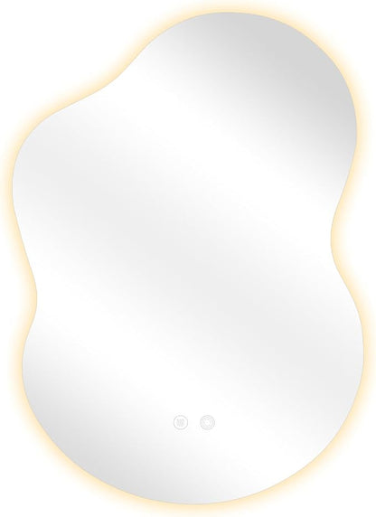 Asymmetrical Lighted Mirror for Bathroom,Modern LED Vanity Mirror with Backlit,Fog-Free,Tri-Color Dimmable Lighting with Memory Function,Hardwire Ready [Horizontal/Vertical] 35" H x 25" W