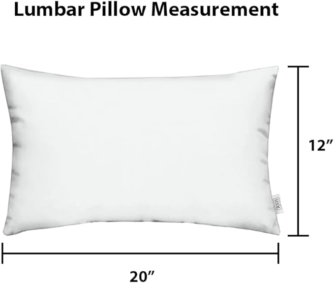RSH DECOR: Sunbrella Lumbar Throw Pillows Set of 4 | 20" x 12" | Water and Fade-Resistant Performance Fabric | Outdoor Pillow Covers with Down-Alternative Inserts | Maxim Heather Beige