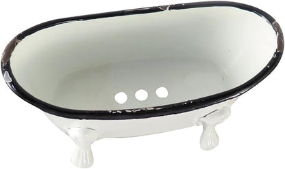 Foreside Home and Garden Black Rim White Enamel Bathtub Soap Dish - Foreside Home & Garden 5.5 x 2.75 x 2.75
