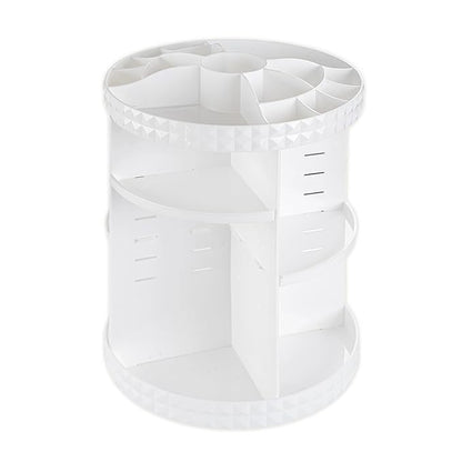 V-HANVER 360 Rotating Makeup Organizer Perfume Organizer White Cosmetic Storage Display Case Large Capacity Acrylic Beauty Holder Adjustable Partition Height for Bedroom Dresser or Bathroom Vanity