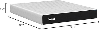 LUCID 10 Inch Memory Foam Mattress - Firm Feel - Infused with Bamboo Charcoal and Gel - Bed in a Box - Temperature Regulating - Pressure Relief - Breathable - California King Size