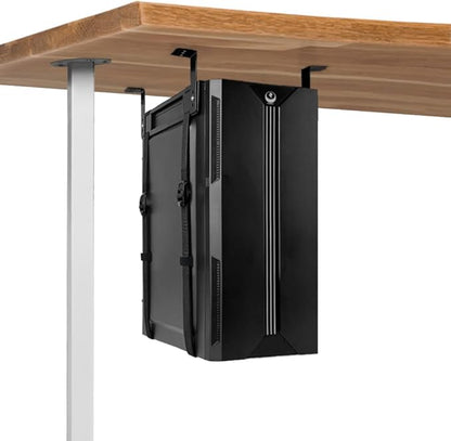 Under Desk PC Mount with Anti Scratch Sponge, Adjustable CPU Holder Bracket