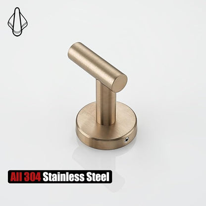 JQK Bathroom Towel Hook Champagne Bronze, Coat Robe Clothes Hook for Bathroom Wall Mounted (Pack of 2), SUS 304 Stainless Steel 0.8mm, TH100-CB-P2