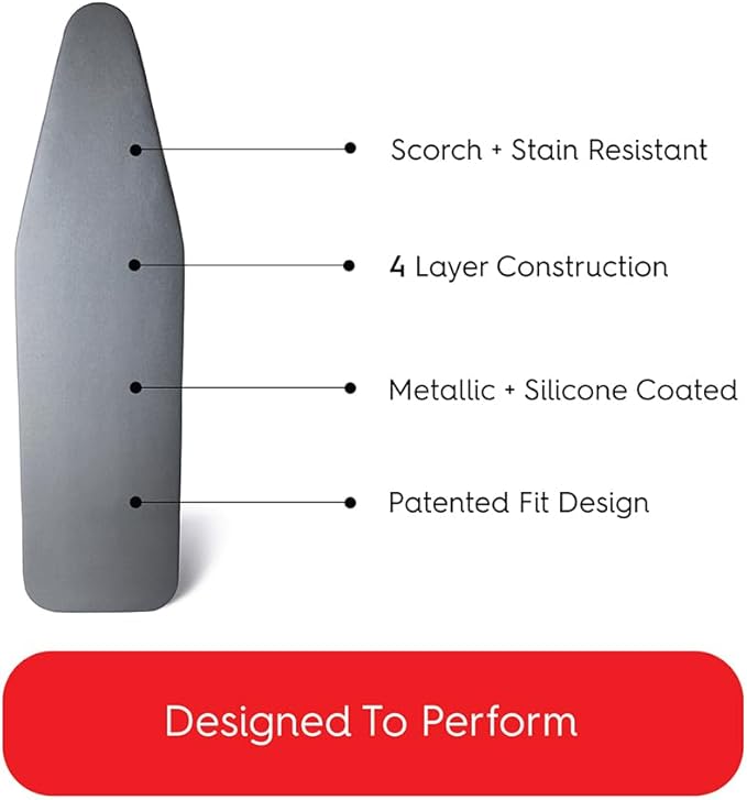 TIVIT Ironing Board Cover 16 x 55” – Made in Italy, Alumitek PRO Heat-Reflective