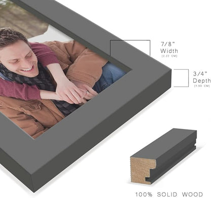 Renditions Gallery 4x6 inch Picture Frame High-end Modern Style, Made of Solid Wood and High Definition Glass Ready for Wall and Tabletop Photo Display, Gray Frame