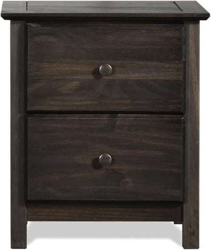 Grain Wood Furniture Shaker 2-Drawer Bedside Nightstand, Solid Wood with Expresso Finish
