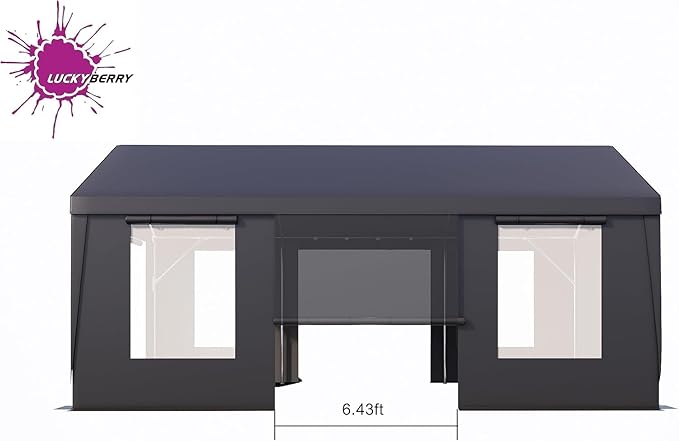 Caport 12'x 20' Portable Garage with Removable Door for Car, Truck, Boat, Car Canopy with All-Season Tarp, Grey