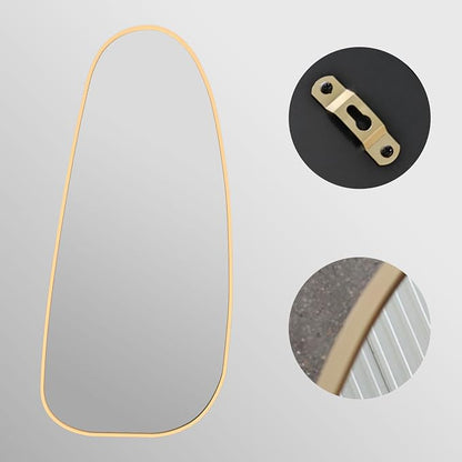 47"x22" Irregular Wall Mirror Gold Asymmetrical Shaped Aluminum Alloy Framed Mirror for Living Room Bathroom Bedroom Entryway Fireplace