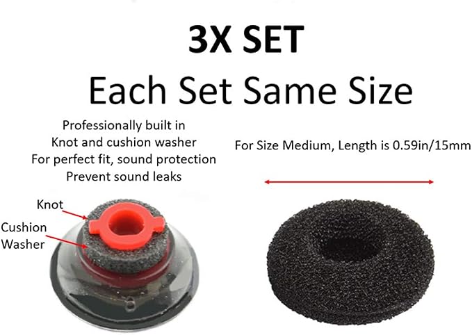 3X Ultra Comfort Eartips Ear Buds Replacement Earphone Ear Tips Kits Earpads