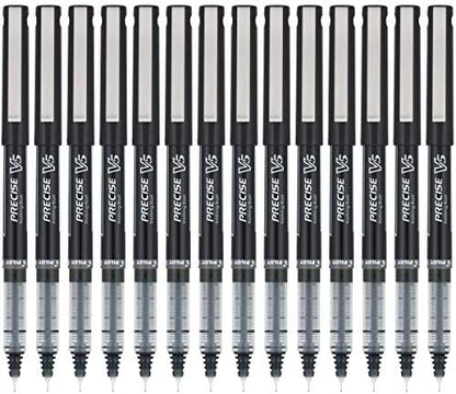 PILOT Precise V5, Extra Fine Point 0.5 mm Black Pens, Black, Pack of 14