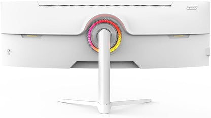CRUA 49" White Curved Monitor | DQHD(5120 * 1440), 120Hz, 1500R, 32:9, AMD FreeSync, 120% sRGB, Height Adjustable Ultra-Wide Screen Computer Monitors, HDMI 2.1 & DP 1.4, Wall Mount Install