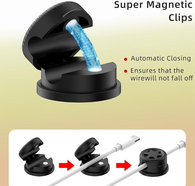 11PCS Cable Management Cord Holder Organizer, Magnetic Cable Clips Adhesive