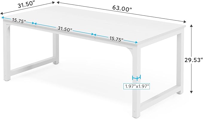Tribesigns Modern Computer Desk, 63 x 31.5 inch Large Executive Office Desk Computer Table Study Writing Desk Workstation for Home Office, Spliced Desktop, White