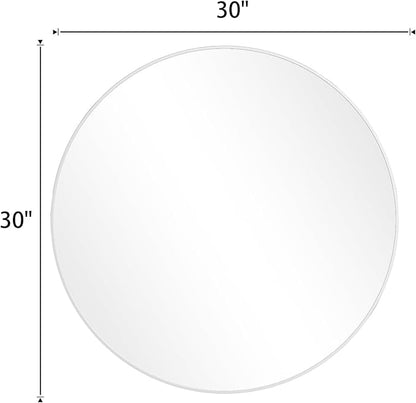 BEAUTYPEAK 30 Inch Round Mirror, Metal Frame Circle Mirror, Wall Mounted for Entryway, Bathroom, Vanity, Living Room, White