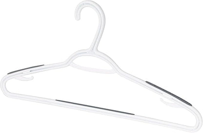 Neatfreak Slim Non Slip Hangers - Space Saving Set of 10 With Lingerie Hooks and Pants/Accessories Bar - Patented W Frame White Plastic Hangers