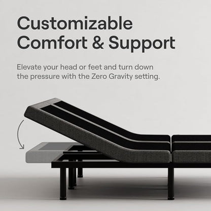 Nectar Split King Adjustable Base & 12” Hybrid Mattress (New Version) - Head & Foot Incline - Medium Firm Memory Foam & Coils - Cooling Layer - 3 Massage Settings - 365-Night Trial & Forever Warranty