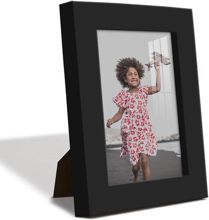 Renditions Gallery 3.5x5 inch Picture Frame High-end Modern Style, Made of Solid Wood and High Definition Glass Ready for Wall and Tabletop Photo Display, Black Frame