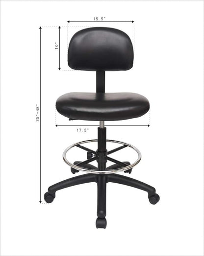 Chair Master - Tall Bench Height Task Chair for Labs, Exam Rooms, Doctor and Dentist Offices. Easy to Clean! 23"-33" Seat Ht. (Tall Bench Height, Black)