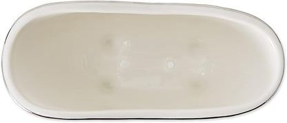 Pre de Provence Soap Dish Large Capacity for Kitchen or Bathroom, 5.75x2.6x3.5, Le Bain, White Ceramic