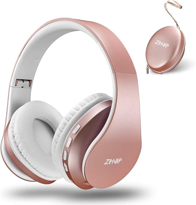ZIHNIC Bluetooth Headphones Over-Ear, Foldable Wireless and Wired Stereo