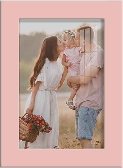 Renditions Gallery 4x6 inch Picture Frame High-end Modern Style, Made of Solid Wood and High Definition Glass Ready for Wall and Tabletop Photo Display, Pink Frame