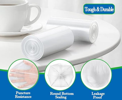 1 Gallon 140 pcs Small Clear Trash Bags, Strong 0.8 Gallon 1 Gallon 1.2 Gallon