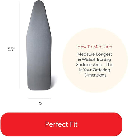 TIVIT Ironing Board Cover 16 x 55” – Made in Italy, Alumitek PRO Heat-Reflective
