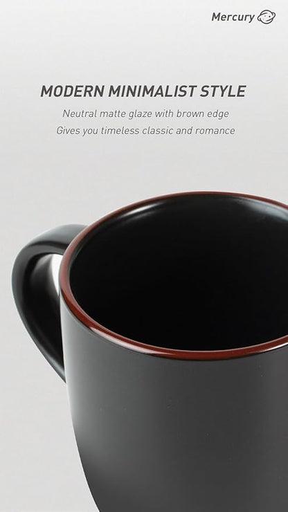 famiware Mercury Coffee Mugs 13 oz, Coffee Mugs Set of 6 with Handle, Cups for Latte, Hot Tea, Cappuccino, Mocha, Cocoa, Black